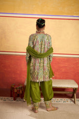 Tasuvure X MW  Elizey Paisley Embroidered Kurta Set - Mehendi Green