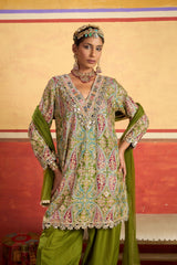 Tasuvure X MW  Elizey Paisley Embroidered Kurta Set - Mehendi Green
