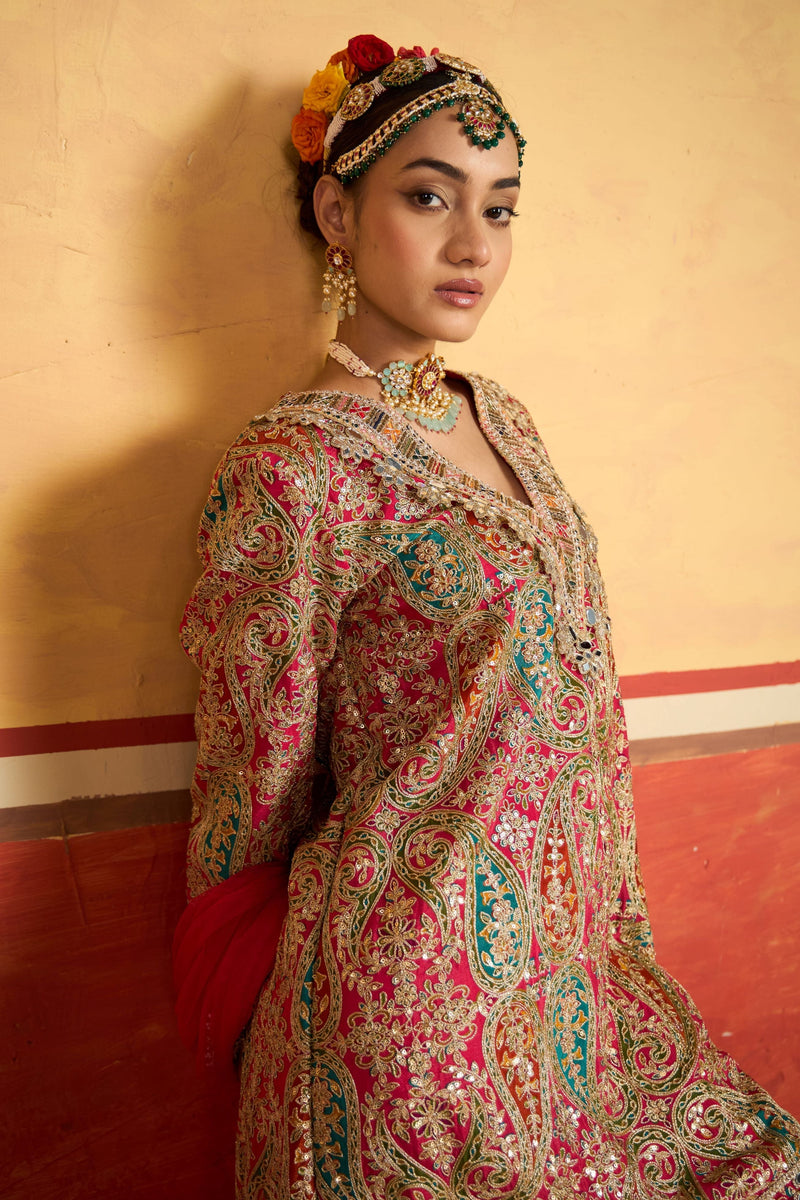 Tasuvure X MW  Elizey Paisley Embroidered Kurta Set - Pink