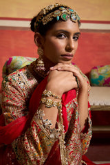 Tasuvure X MW  Elizey Paisley Embroidered Kurta Set - Red