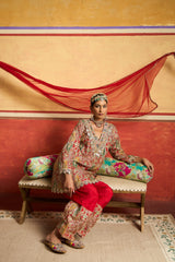 Tasuvure X MW  Elizey Paisley Embroidered Kurta Set - Red