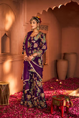 Tasuvure X MW  Elizey Paisley Embroidered Sharara Set with Chunni - Purple