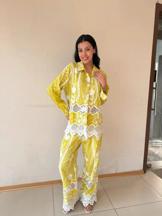 Tasuvure X MW  Fayola Lace Distressed Set - Limoncello