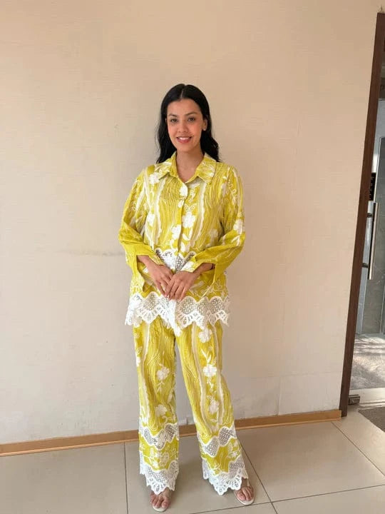 Tasuvure X MW  Fayola Lace Distressed Set - Limoncello