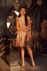 Tasuvure X MW  Fiona Fish Bait Satin Dress- Medallion