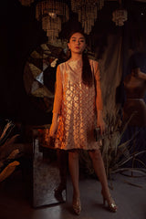 Tasuvure X MW  Fiona Fish Bait Satin Dress- Medallion