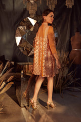 Tasuvure X MW  Fiona Fish Bait Satin Dress- Medallion