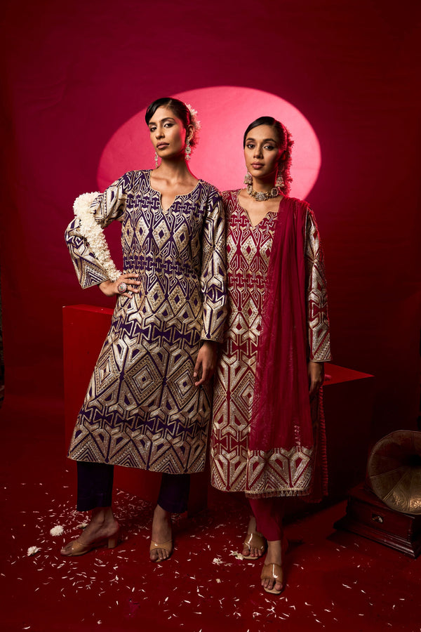 Tasuvure X MW  Gulnaaz Gota Kurta Set - Purple