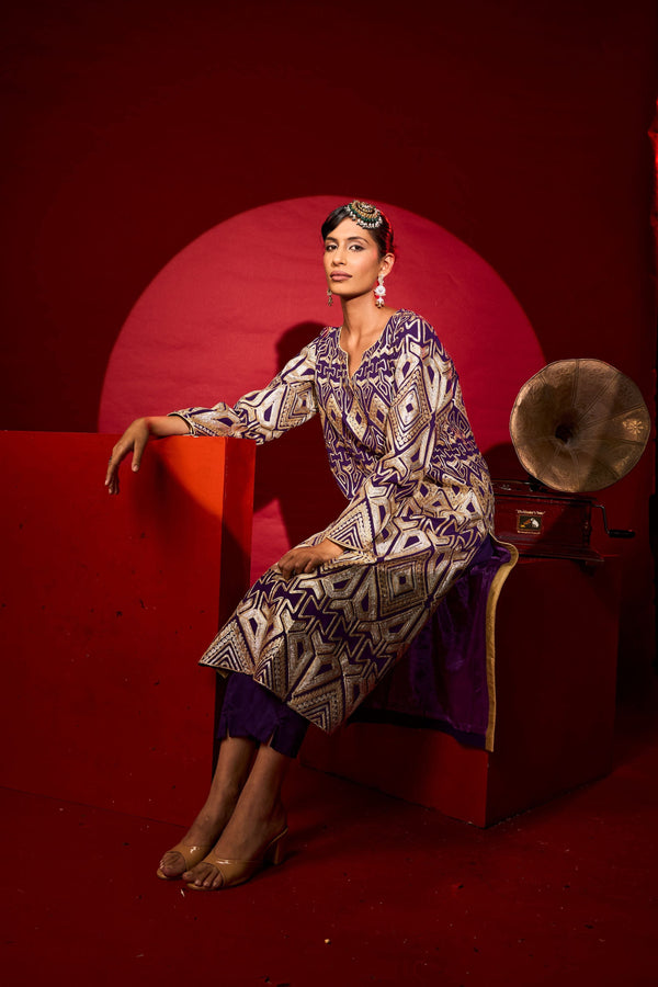 Tasuvure X MW  Gulnaaz Gota Kurta Set - Purple
