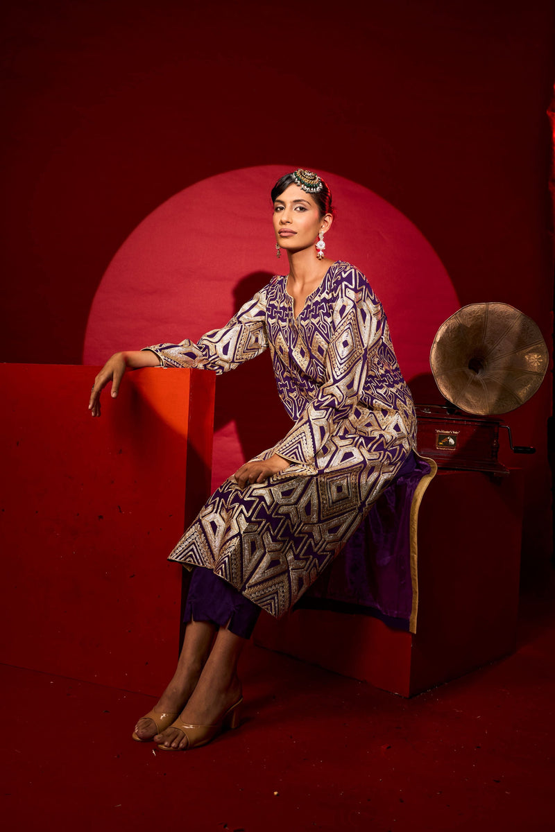 Tasuvure X MW  Gulnaaz Gota Kurta Set - Purple