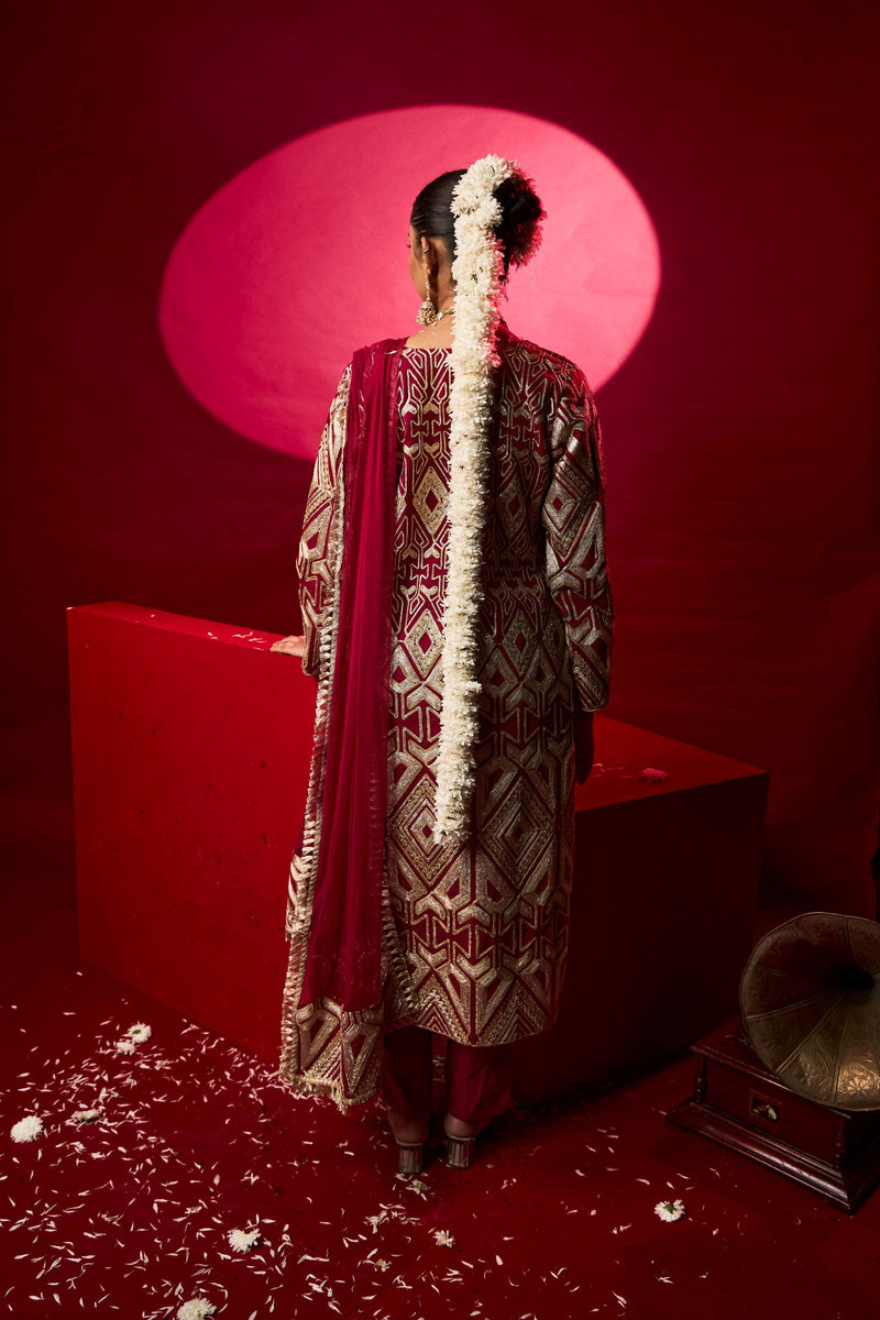 Tasuvure X MW  Gulnaaz Gota Kurta Set - Red