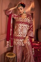 Tasuvure X MW  Gulnaaz Gota Sharara Set - Red