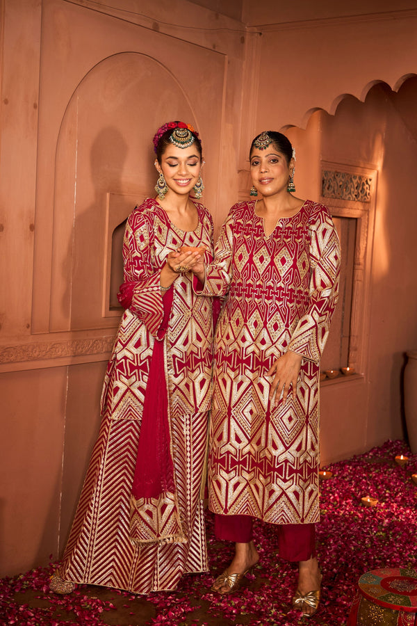 Tasuvure X MW  Gulnaaz Gota Sharara Set - Red