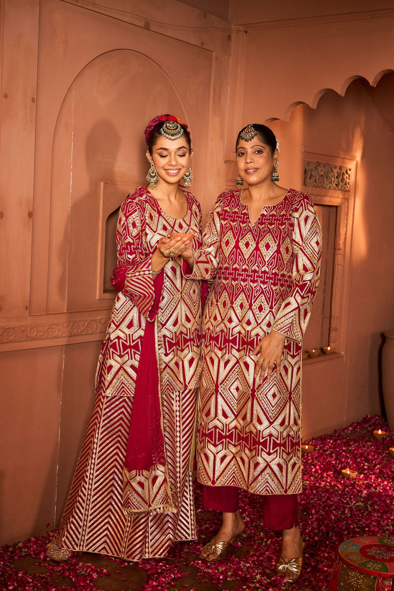 Tasuvure X MW  Gulnaaz Gota Sharara Set - Red