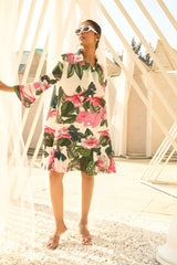 Tasuvure X MW  HELENA HIBISCUS DRESS - White