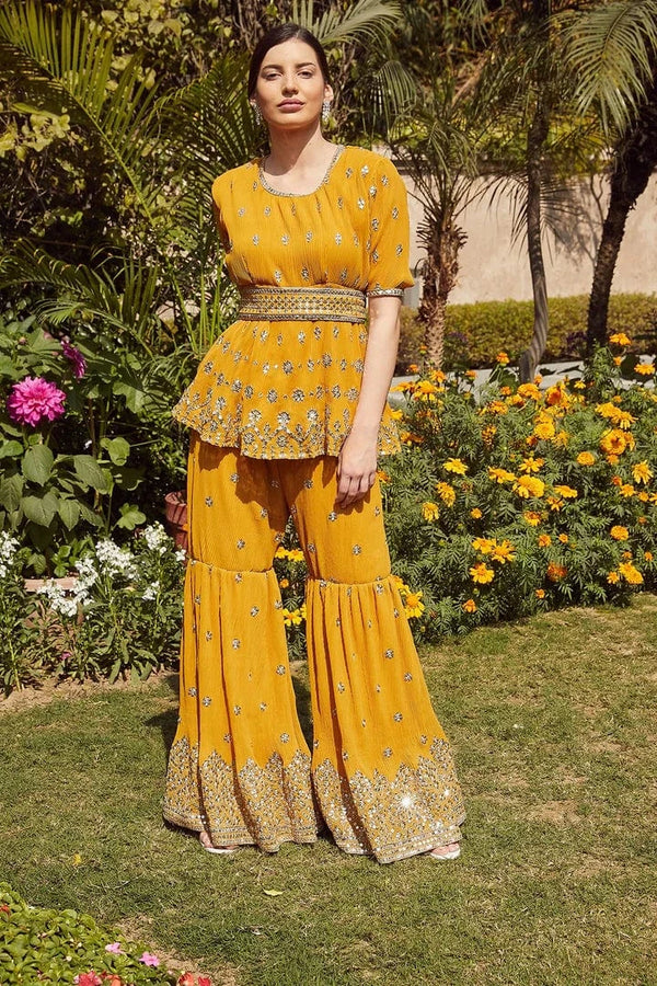 Tasuvure X MW  House of Miso in our Dainty Mademoiselle Embellished Sharara Set - Ochre