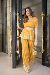 Tasuvure X MW  House of Miso in our Dainty Mademoiselle Embellished Sharara Set - Ochre
