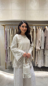 Tasuvure X MW  Inaari White embroidered Sharara set