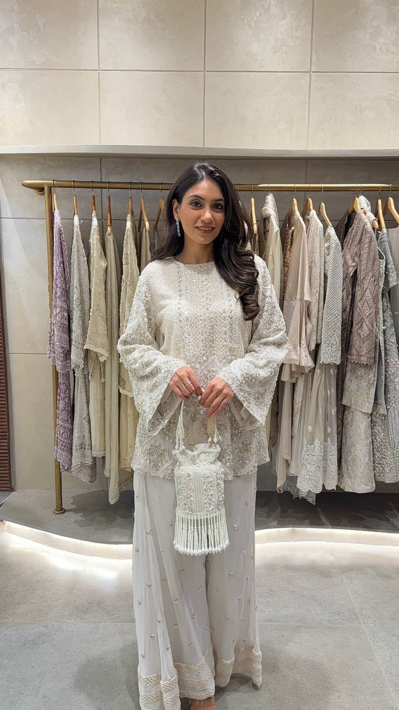 Tasuvure X MW  Inaari White embroidered Sharara set