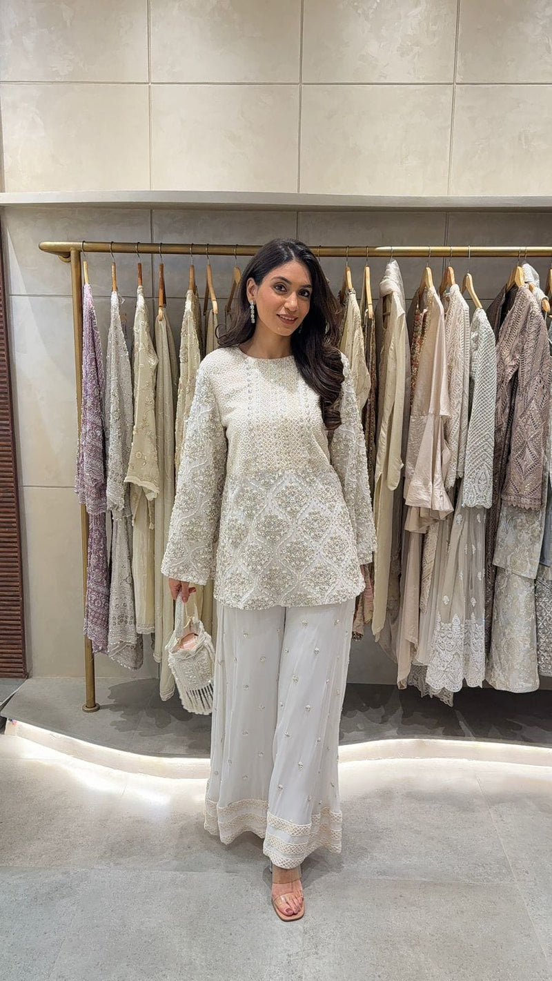 Inaari Inaari White embroidered Sharara set – Tasuvure X MW