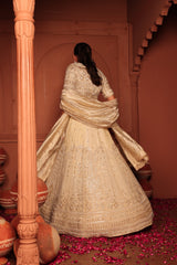 Tasuvure X MW  Inaaya Cutdana Embroidered Lehenga Set with Sleeves and Dupatta - Ivory