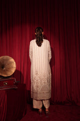 Tasuvure X MW Inaaya Embroidered Long Jacket With Pant - Nude