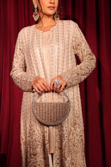 Tasuvure X MW Inaaya Embroidered Long Jacket With Pant - Nude