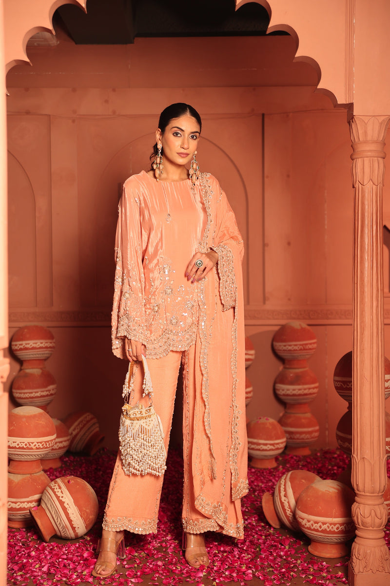 Tasuvure X MW  Inaaya Embroidered Sharara Set - Pink