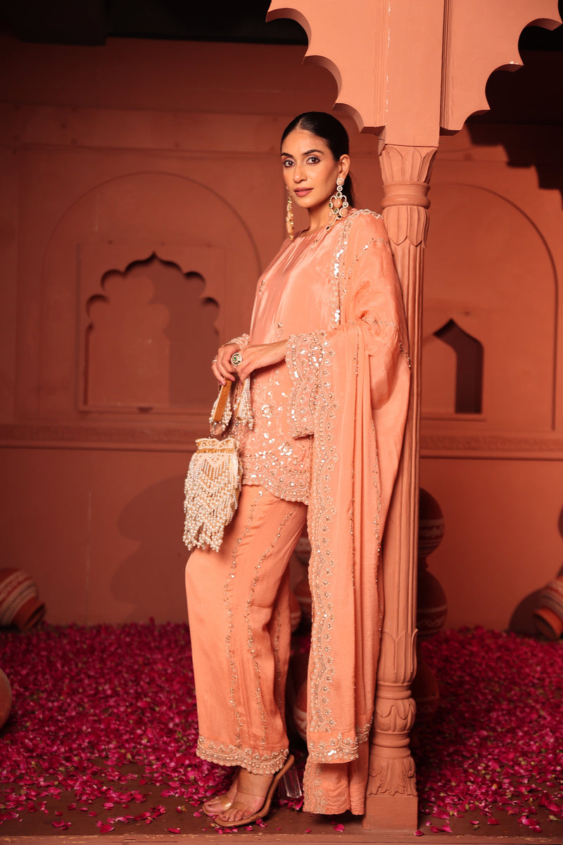 Tasuvure X MW  Inaaya Embroidered Sharara Set - Pink
