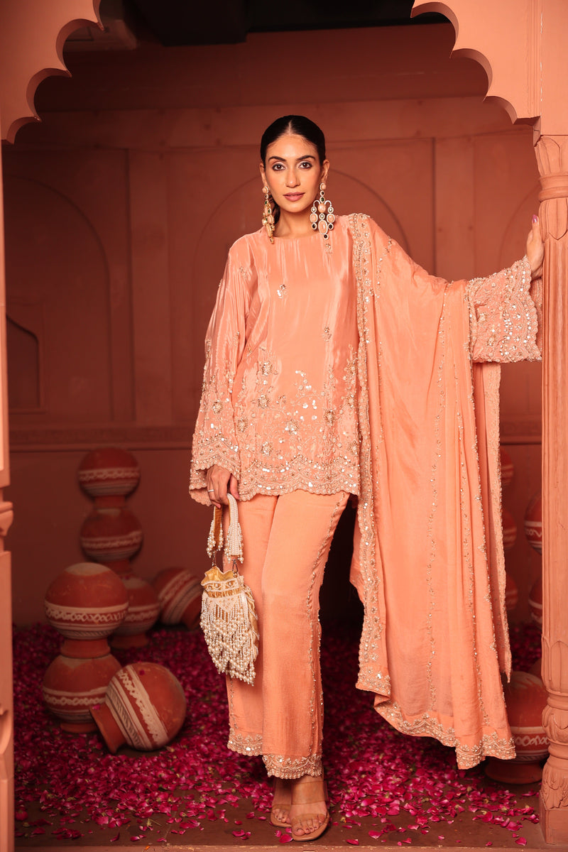 Tasuvure X MW  Inaaya Embroidered Sharara Set - Pink