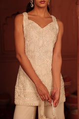 Tasuvure X MW  Inaaya Incut Cutdana Embroidered Sharara Set - Ivory