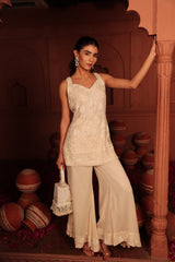 Tasuvure X MW  Inaaya Incut Cutdana Embroidered Sharara Set - Ivory