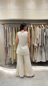 Tasuvure X MW  Inaaya Incut Cutdana Embroidered Sharara Set - Ivory