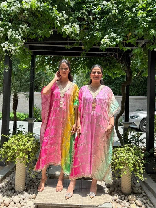 Tasuvure X MW  Kainaat Multicolour Kaftan - Pink Yellow Green
