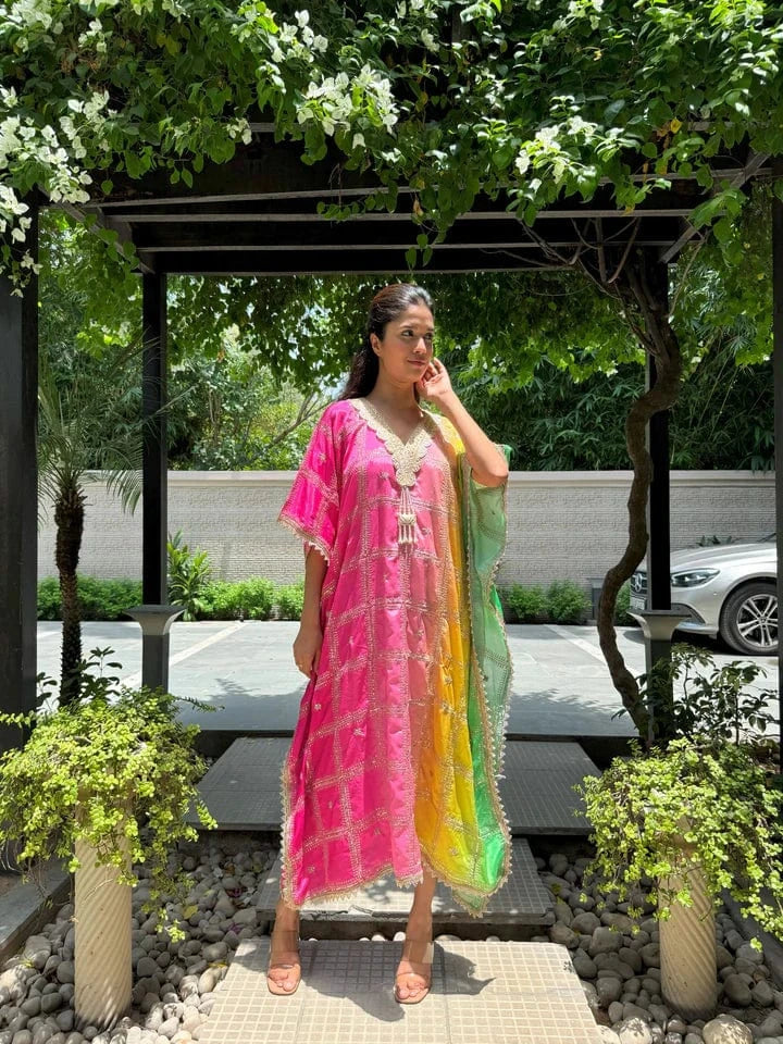 Tasuvure X MW  Kainaat Multicolour Kaftan - Pink Yellow Green