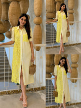Tasuvure X MW  Lemon Lace Shirt Dress