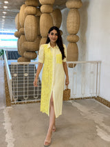 Tasuvure X MW  Lemon Lace Shirt Dress
