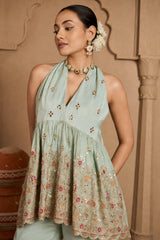 Tasuvure X MW MW EMBRIODEREY SLEEVELESS TOP-MINT GREEN