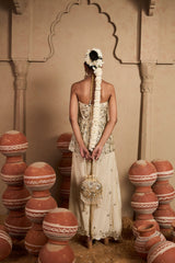 Tasuvure X MW  MW Embroidered Halter Set- Ivory