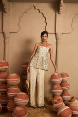Tasuvure X MW  MW Embroidered Halter Set- Ivory