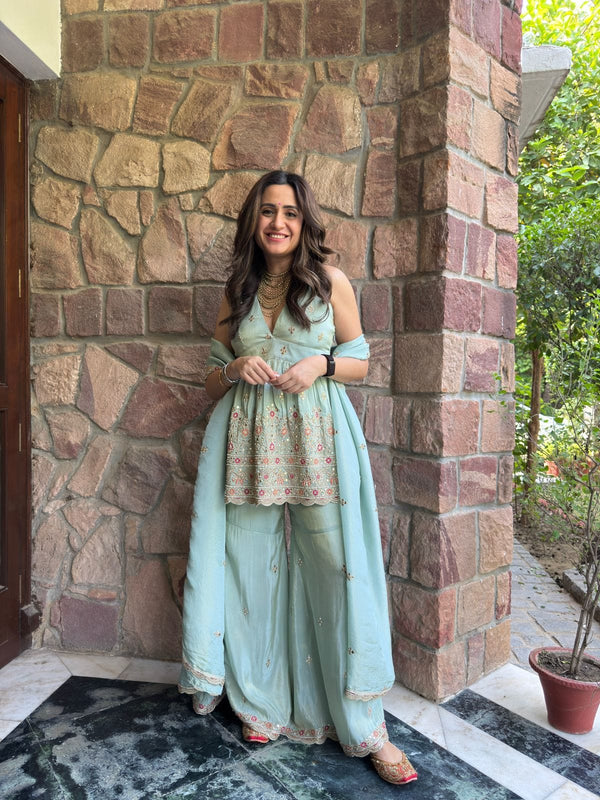 Tasuvure X MW  MW Embroidered sleeveless  Set - Mint Green