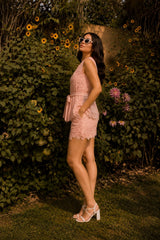Tasuvure X MW Peach schiffli shorts set