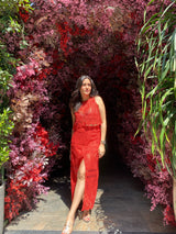 Tasuvure X MW Red Lace Skirt Set