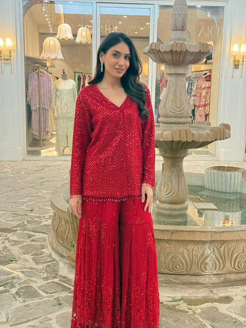 Tasuvure X MW  RED SHARARA SET