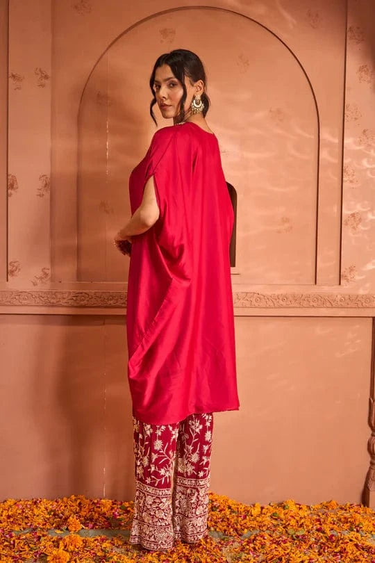 Tasuvure X MW  Reyna Gara Glazed Kaia Kaftan Top -Red