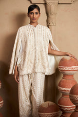 Tasuvure X MW  Seraphic Sequins Cape Jacket Set - Ivory