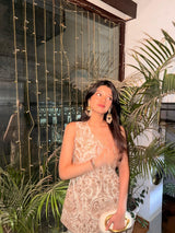 Tasuvure X MW Sharara Set Manvi Jain In MW One-shoulder Cape Set - ivory