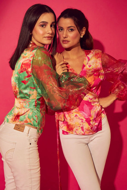 Tasuvure X MW Waverley Wrap Around Peasant Top - Green