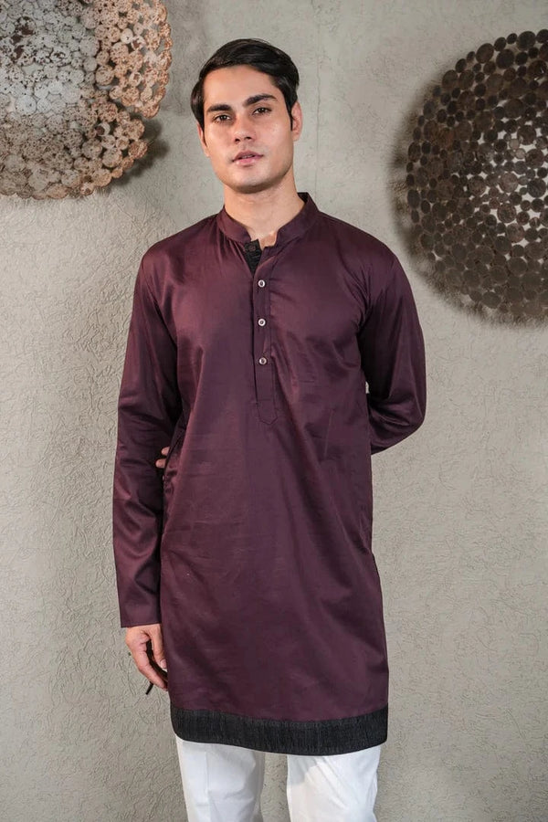 Tasuvure X MW  WINE KURTA SET WITH BLACK GARA GLAZED JACKET