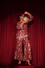 Tasuvure X MW  Zaira Zardosi Sharara Set - Red